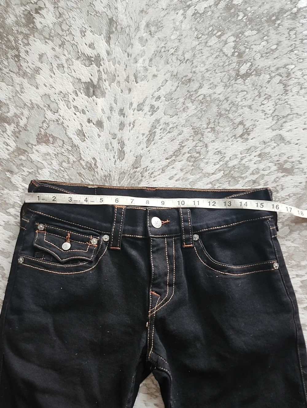 True Religion Ricky Frayed Hem Shorts Black Sz30 Flap Pocket
